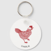 Kip gepersonaliseerd sleutelhanger (Voorkant)