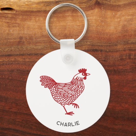Kip gepersonaliseerd sleutelhanger (Voorkant)