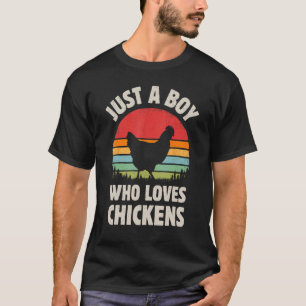 Kip gewoon een jongen die retro boerderijdier leuk t-shirt