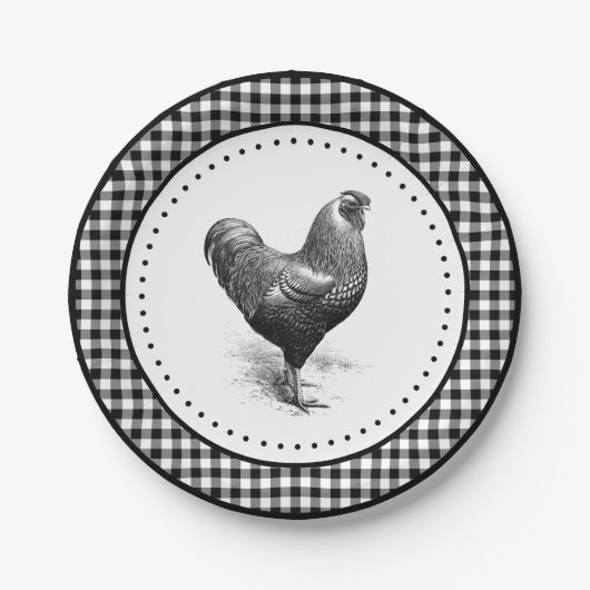 Kip Gingham Papieren Bordje (Voorkant)