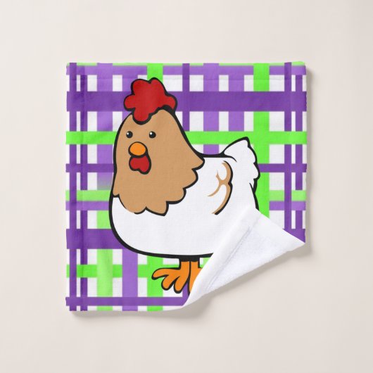 Kip Groene Paarse Geruite Badhanddoek Sets Bad Handdoek (Wasdoekje)