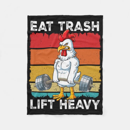 Kip Gym Gewichtstraining Eet Trash Lift Zwaar Fleece Deken (Voorkant)
