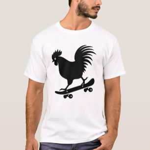 Kip haan hen skateboard skater silhouet t-shirt