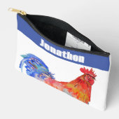 Kip Haan Vogel Jongens Naam Blauw Rood Etui (Open)