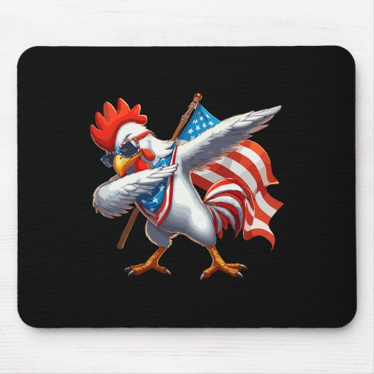 Kip Haan Zingt 4 Juli Amerikaanse Vlag Muismat (Voorkant)