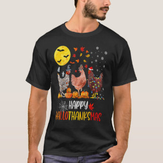 Kip Halloween Gelukkig HalloBedanktHerfst Dan T-shirt