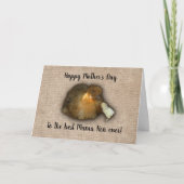 Kip Happy Mothers Day Mama Hen Chick Burlap Kaart (Voorkant)