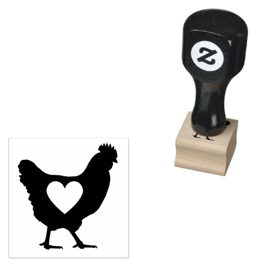 Kip hart zwart-wit moderne illustratie rubberstempel (Gestempeld)