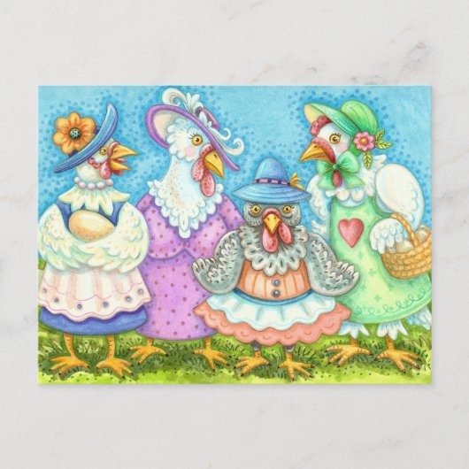 KIP HEN PARTIJ, LAND FEATHERDE VRIENDEN Leuk Briefkaart (Voorkant)