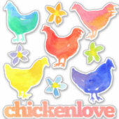 Kip Hen Regenboog Kleur Vogels Sticker (Voorkant)