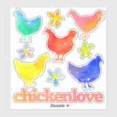 Kip Hen Regenboog Kleur Vogels Sticker (Vel)