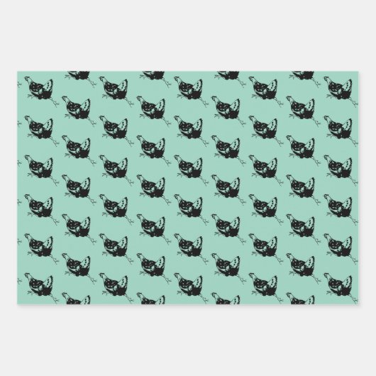 Kip Hen Running Design Wrapping Paper Sheets (Voorkant 2)