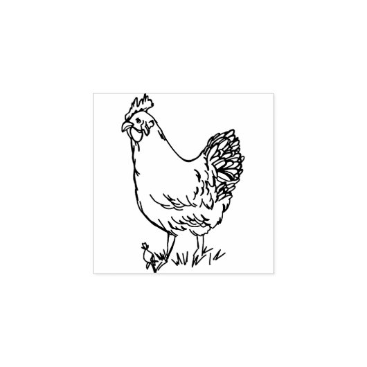 Kip Hen Vogelpen en Inkt Tekening Rubberstempel (Afrduk)