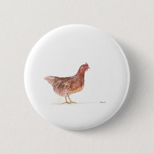 Kip hen watercolor boerderij Oma cadeau Schuur vog Ronde Button 5,7 Cm