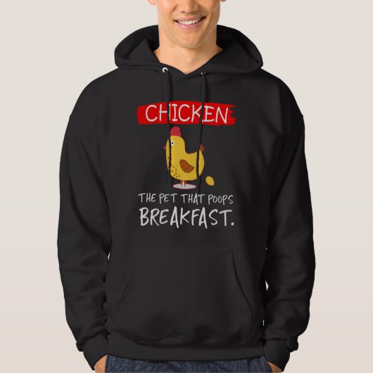Kip het huisdier dat ontbijt poept grappig hoodie (Voorkant)