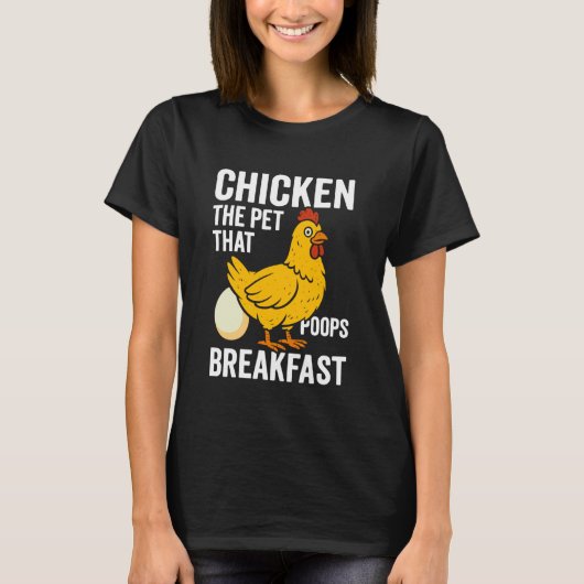 Kip het huisdier dat ontbijt poept t-shirt (Voorkant)