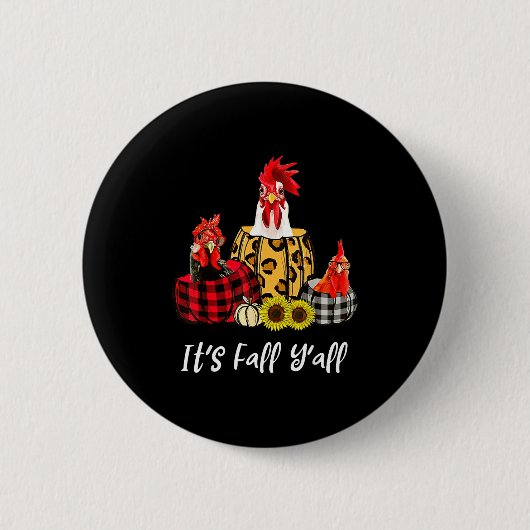 Kip Het Is Herfst Mensen Luipaard Pompoen Herfst T Ronde Button 5,7 Cm (Voorkant)