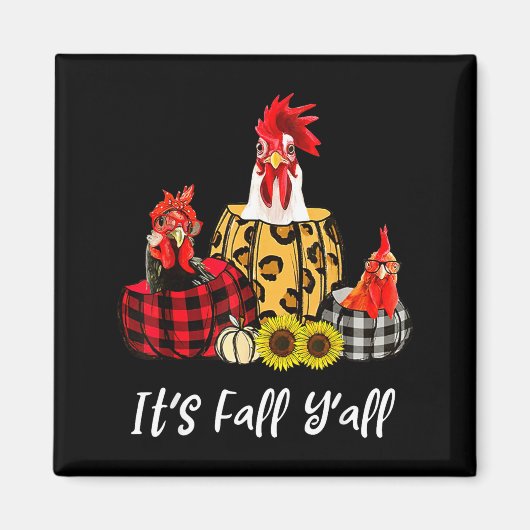 Kip Het Is Herfst Y'all Luipaard Pompoen Herfst Th Magneet (Voorkant)