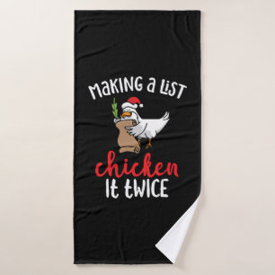 Kip het tweemaal grappig Kip-kerstontwerp Badhanddoek