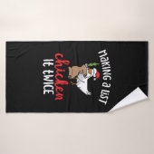 Kip het tweemaal grappig Kip-kerstontwerp Badhanddoek (Badhanddoek)