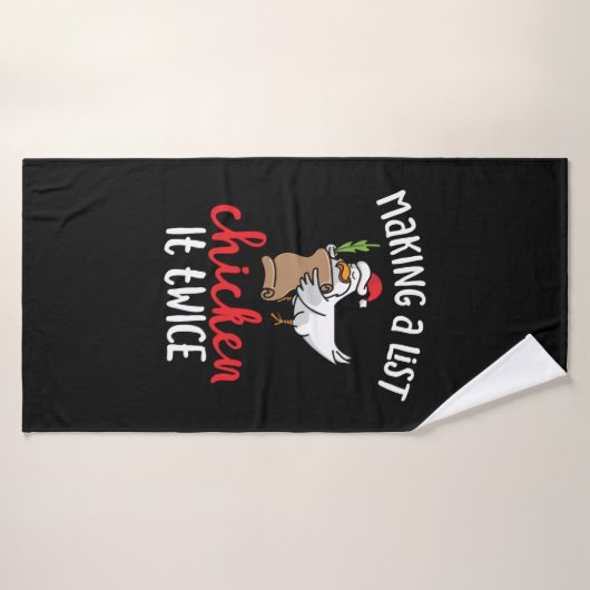 Kip het tweemaal grappig Kip-kerstontwerp Badhanddoek (Badhanddoek)