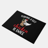 Kip het tweemaal grappig Kip-kerstontwerp Deurmat (Schuin)