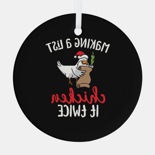 Kip het tweemaal grappig Kip-kerstontwerp Glas Ornament (Achterkant)