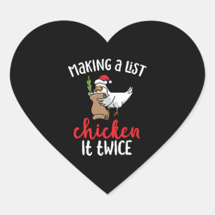Kip het tweemaal grappig Kip-kerstontwerp Hart Sticker