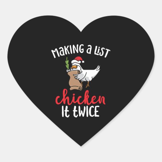 Kip het tweemaal grappig Kip-kerstontwerp Hart Sticker (Voorkant)