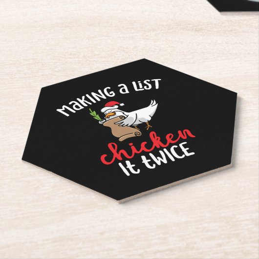 Kip het tweemaal grappig Kip-kerstontwerp Kartonnen Onderzetters (Schuin)