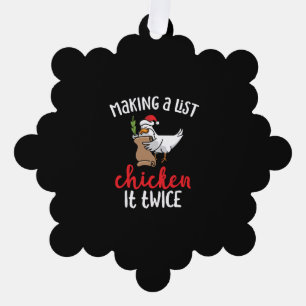 Kip het tweemaal grappig Kip-kerstontwerp Ornament Kaart