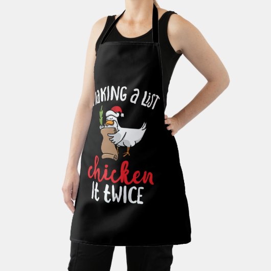 Kip het tweemaal grappig Kip-kerstontwerp Schort (Insitu)