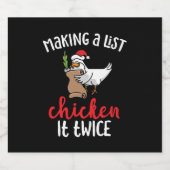 Kip het tweemaal grappig Kip-kerstontwerp Sparkling Wijnetiket (Enkel label)