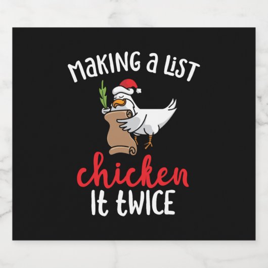 Kip het tweemaal grappig Kip-kerstontwerp Sparkling Wijnetiket (Enkel label)