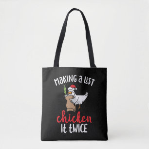 Kip het tweemaal grappig Kip-kerstontwerp Tote Bag