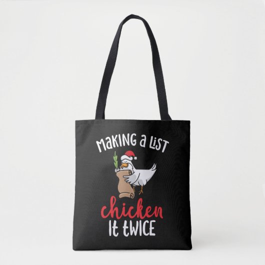 Kip het tweemaal grappig Kip-kerstontwerp Tote Bag (Voorkant)