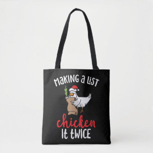 Kip het tweemaal grappig Kip-kerstontwerp Tote Bag