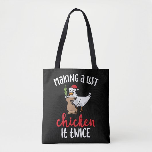 Kip het tweemaal grappig Kip-kerstontwerp Tote Bag (Voorkant)