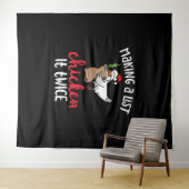 Kip het tweemaal grappig Kip-kerstontwerp Wandkleed (In Situ (horizontaal))