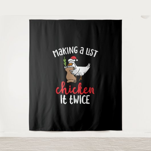 Kip het tweemaal grappig Kip-kerstontwerp Wandkleed (Voorkant)