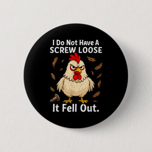 Kip Ik Ben Niet Gek, Grappig, Grappen, Ronde Button 5,7 Cm