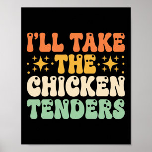 Kip, ik neem de kipnuggets Grappig Retro Poster