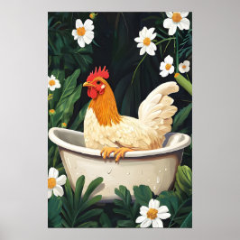 Kip In Badposter, Grappige Dierenposter Poster
