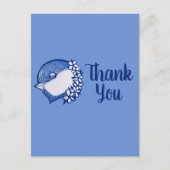 Kip in blauw vogelvormende ontwerpvogel briefkaart (Voorkant)