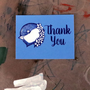 Kip in blauw vogelvormende ontwerpvogel briefkaart