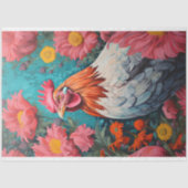 Kip in bloemen 2 Decoupage papier (Voorkant)