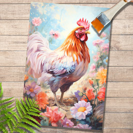 Kip in bloemen 3 Decoupage papier