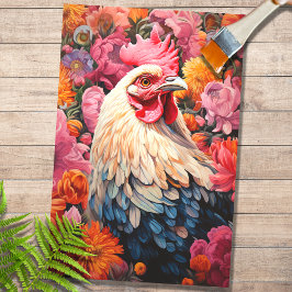Kip in bloemen 4 Decoupage papier