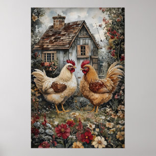 Kip In Bloemen Printbaar, Pasen Cottagecore Poster