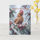 Kip in de Kaart van de sneeuwkerst (Gele Bloem)